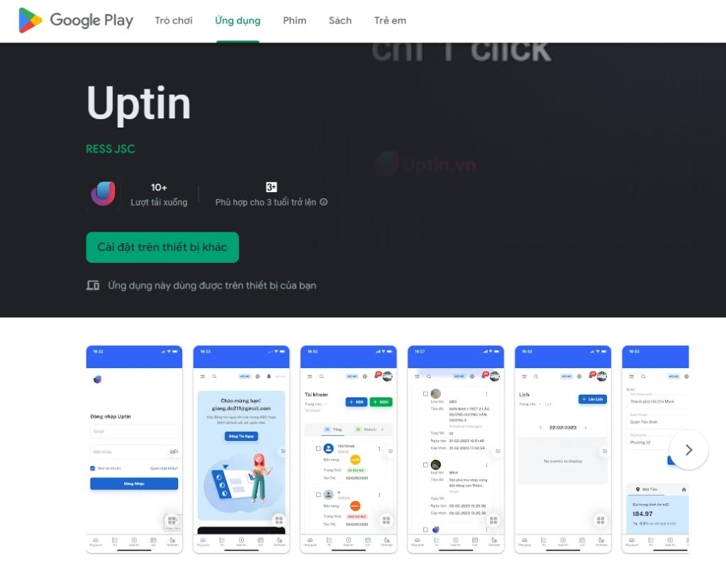 Người dùng điện thoại HĐH Android nay đã có thể tải app Uptin trực tiếp từ store